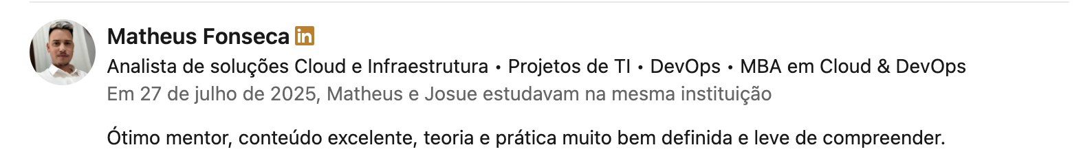 Recomendação LinkedIn 2
