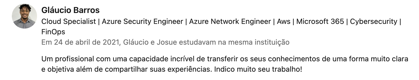 Recomendação LinkedIn 29