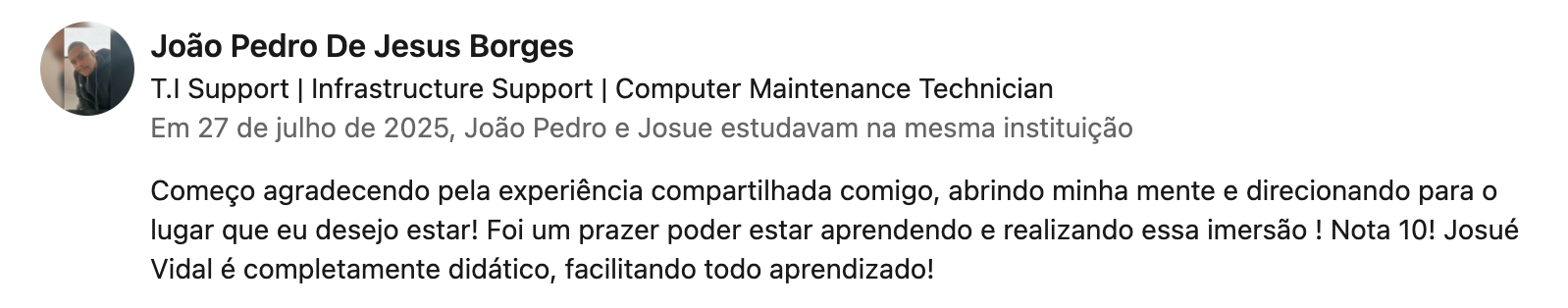 Recomendação LinkedIn 4